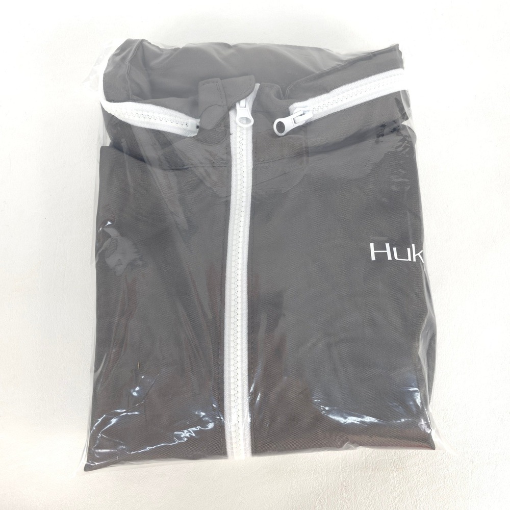 Huk Breaker Performance Windbreaker Jacket Gray Hooded Lightweight Shell Medium - Picture 9 of 16